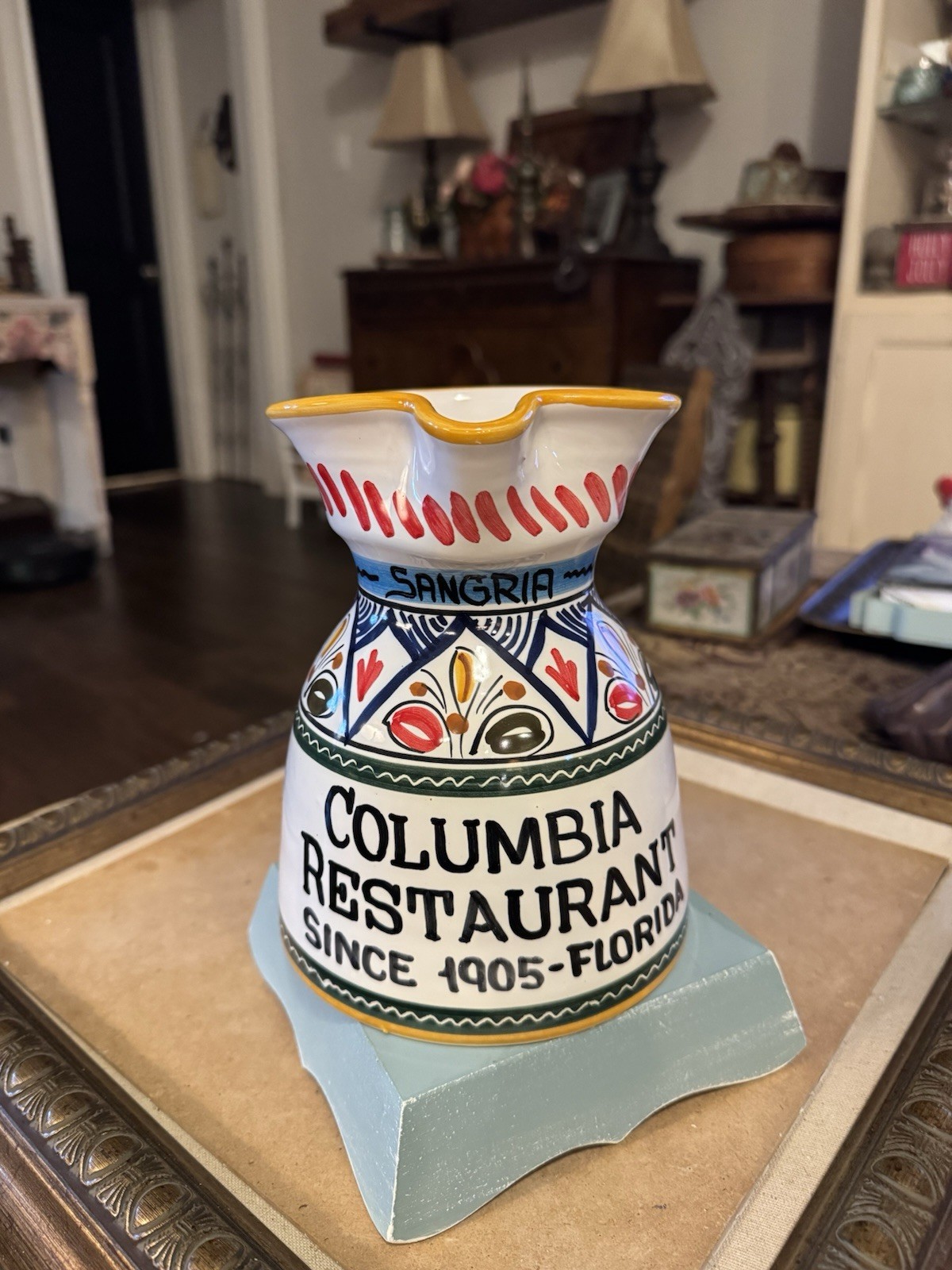 Columbia Restaurant Sangria Pitcher Hand Painted Ceramic 1905 6.5 Inch