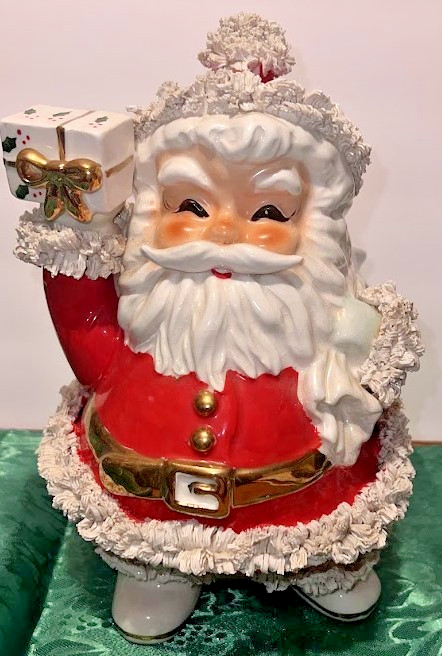 MCM INARCO SPAGHETTI TRIM SANTA CLAUS PLANTER JAPAN PAPER LABEL (JS)