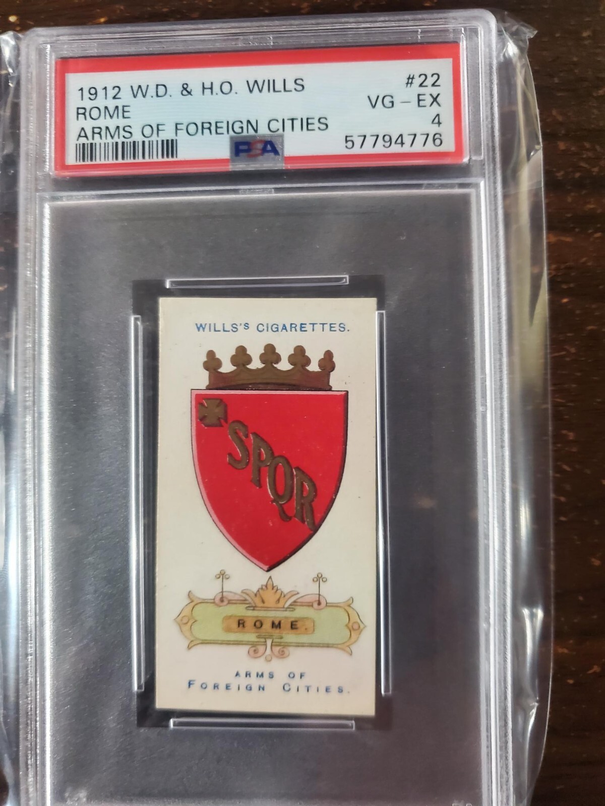 1912 W.D. & H.O. Wills Arms of Foreign Cities 22 Rome...PSA 4.