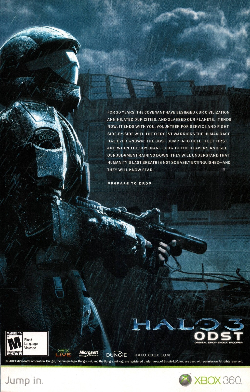 VINTAGE ADVERTISING HALO 3 ORBITAL DROP SHOCK TROOPER FOR MS XBOX CONSOLE 2009