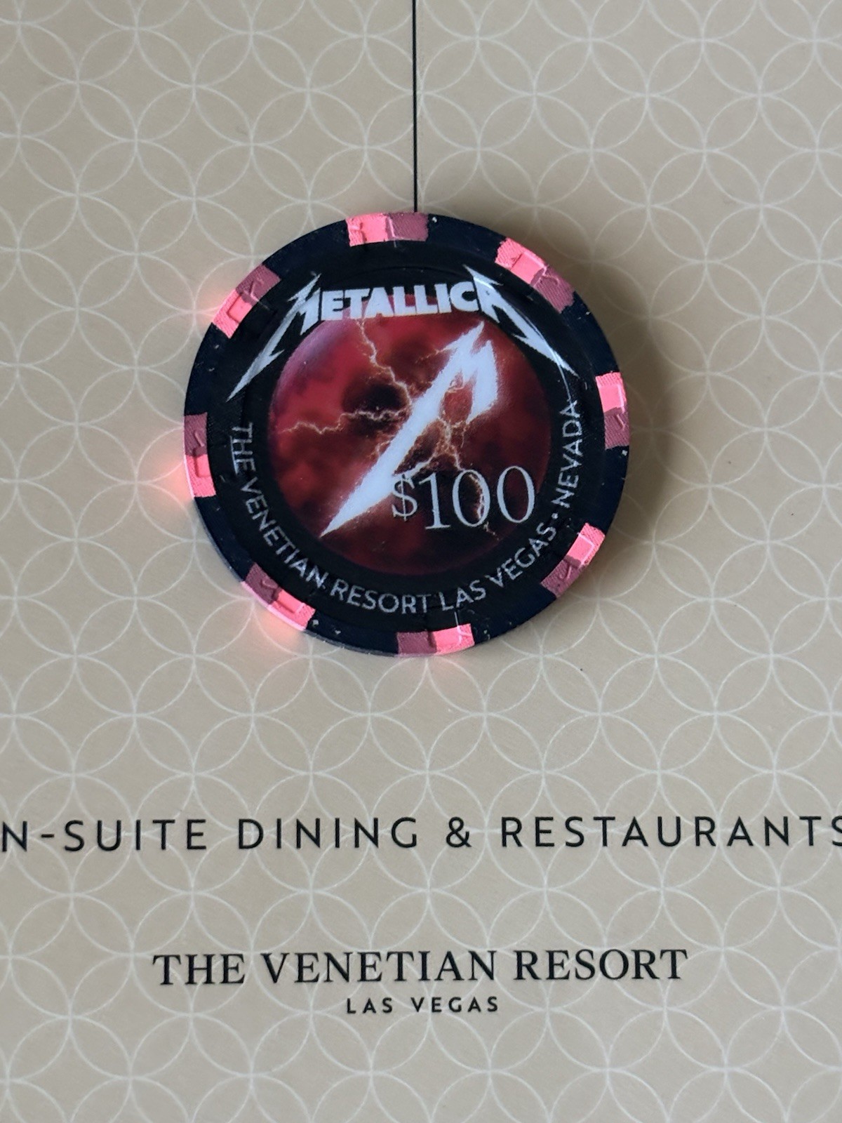 METALLICA BAND VENETIAN $100 CASINO CHIP NEW REAL RARE AUTHENTIC SPHERE CONCERT