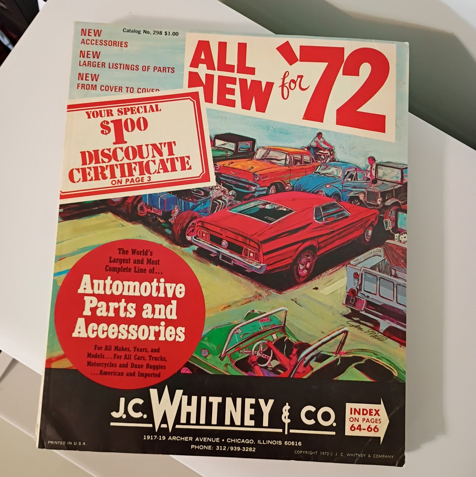 Vtg. J C Whitney & Co. Auto Parts Catalog 1972 Accessories Book USA Cat #298-3 Vtg. J C Whitney & Co. Auto Parts Catalog 1972 Accessories Book USA Cat #298-3