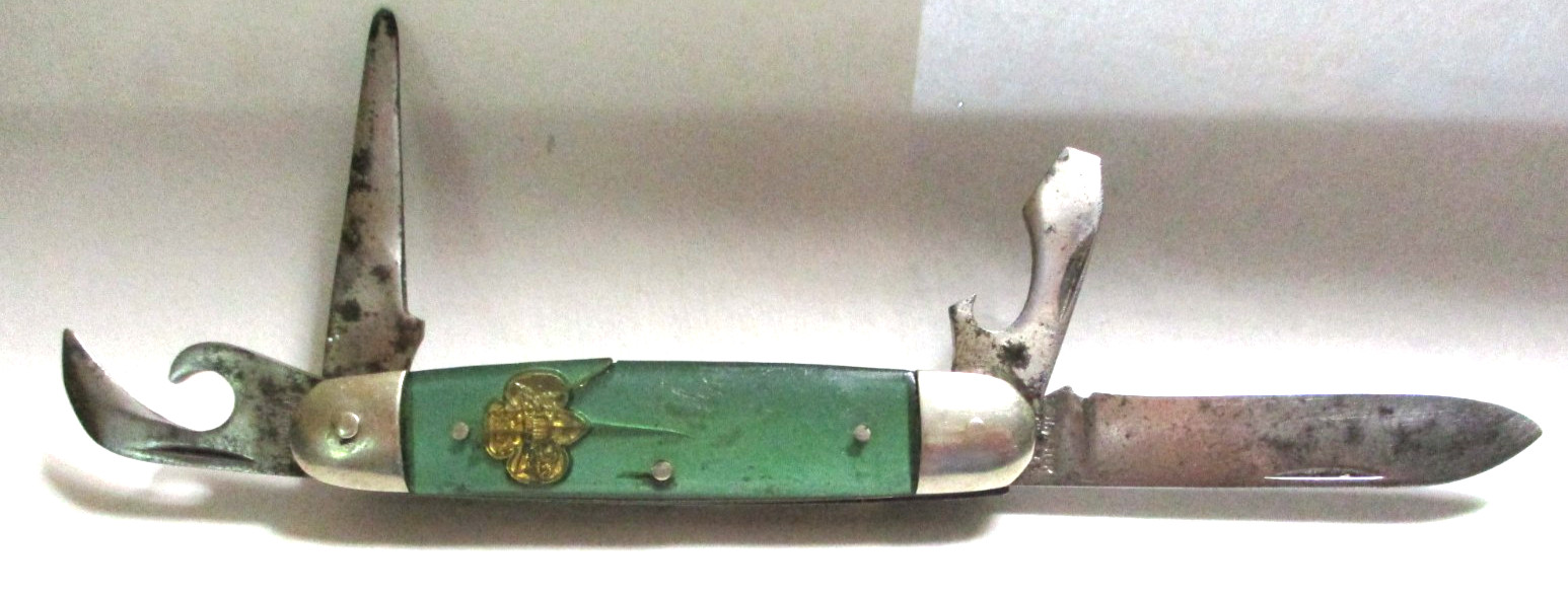 VINTAGE 1940s 50s KUTMASTER OFFICIAL GIRL SCOUT GREEN POCKET KNIFE - AS IS