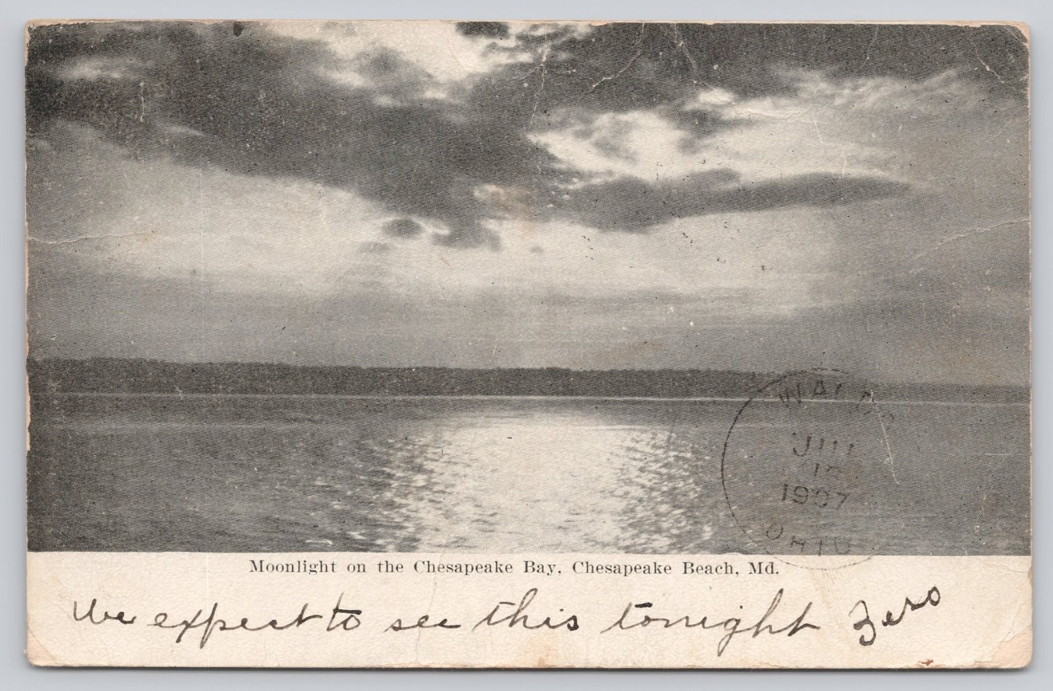 1907 Moonlight Chesapeake Bay, Chesapeake Beach Maryland Postcard 1907 Moonlight Chesapeake Bay, Chesapeake Beach Maryland Postcard