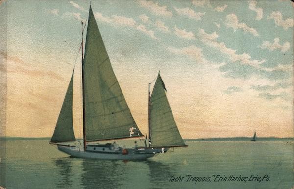 Erie, Pennsylvania PA Yach Iroquois Erie Harbor Antique Vintage Postcard