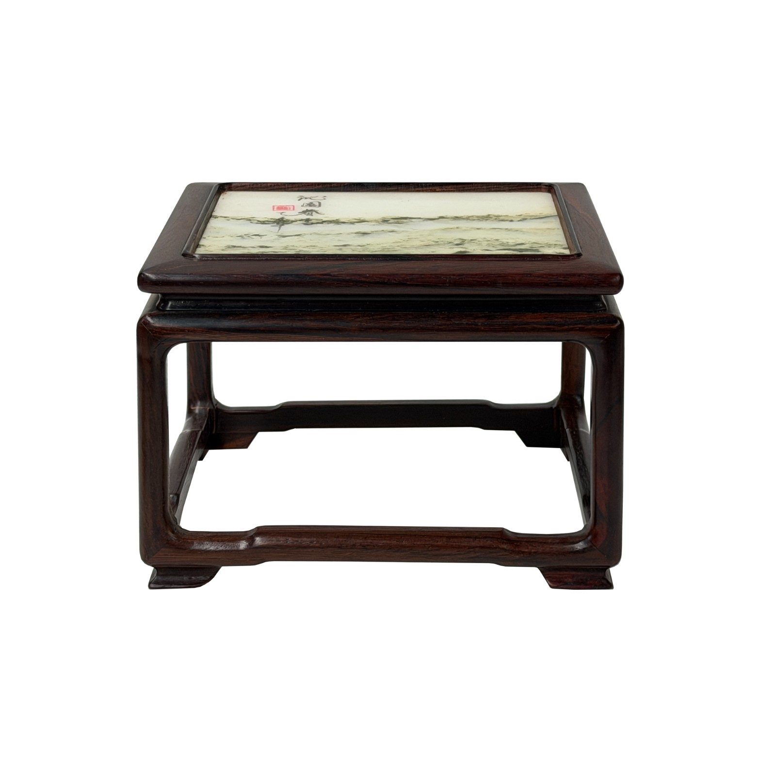 Rectangular Dream Stone Inlaid Rosewood Slender Legs Display Stand GB815