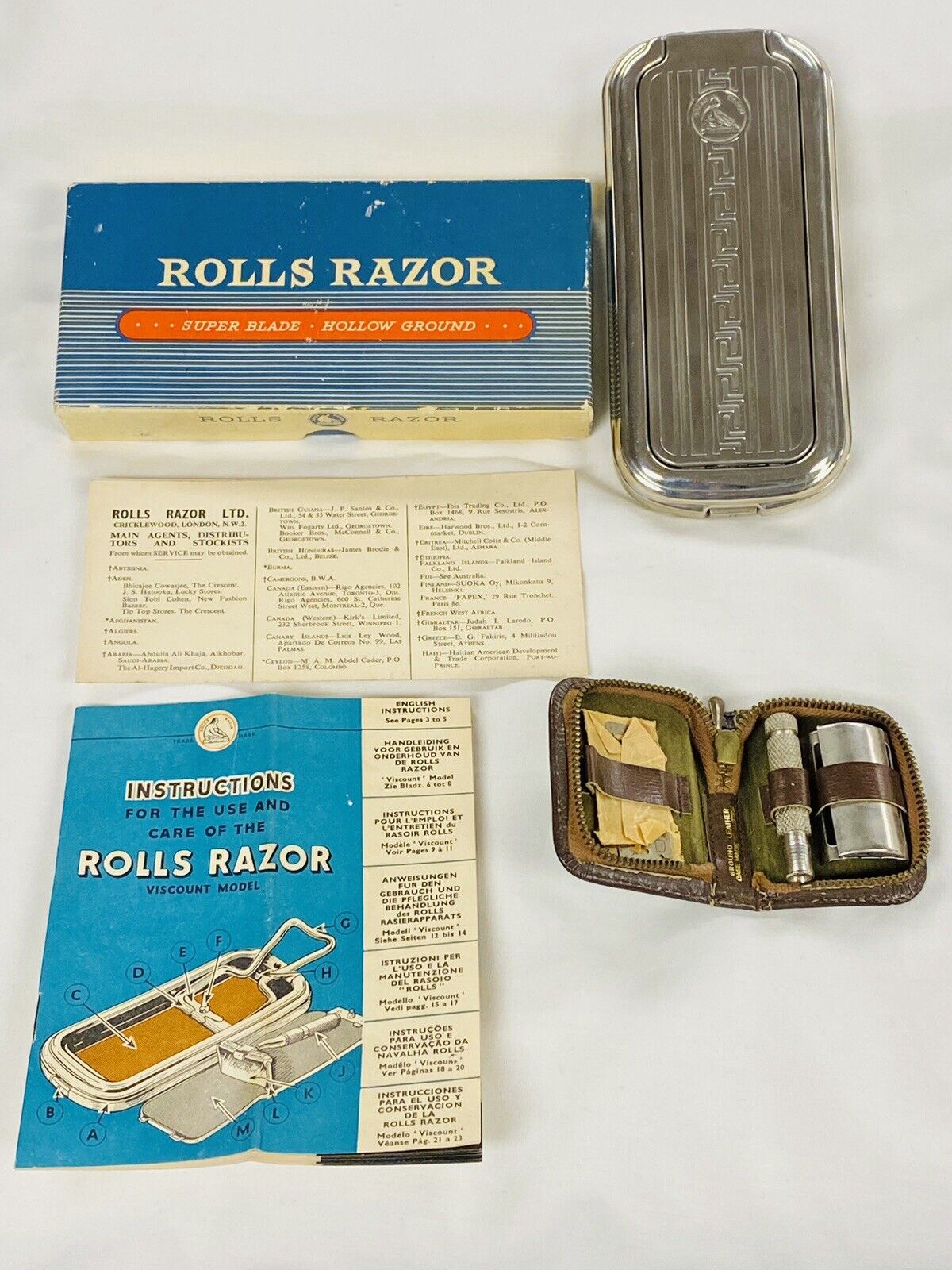 Vintage Rolls Razor- Viscount Model- New In Box- Extra Pieces