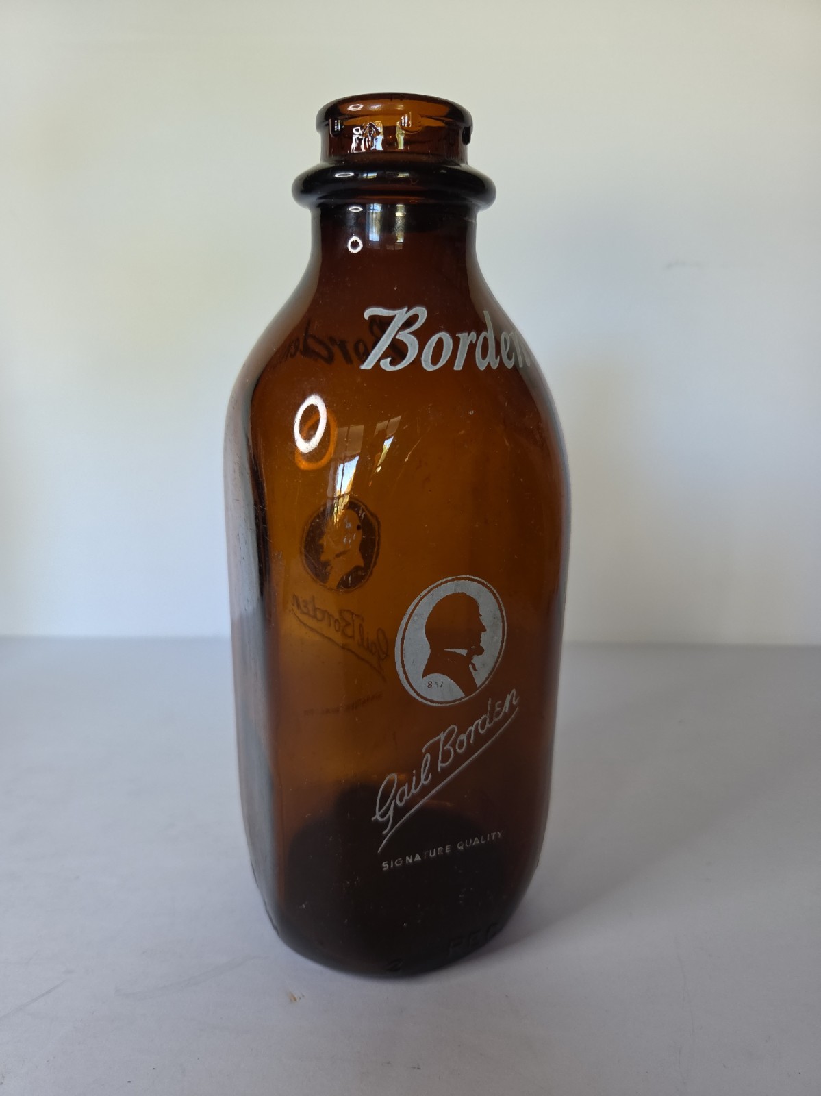 Vintage Gail Borden / Borden\'s Dairy Amber Glass Milk Bottle