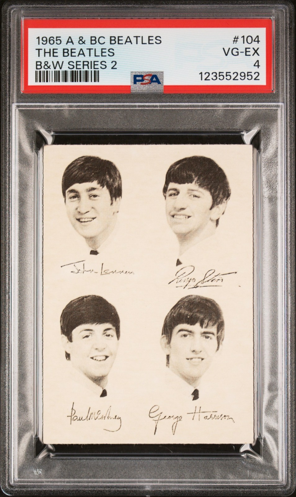 1965 A & BC THE BEATLES B&W SERIES 2 #104 PSA 4 POP 1 (3 HIGHER)