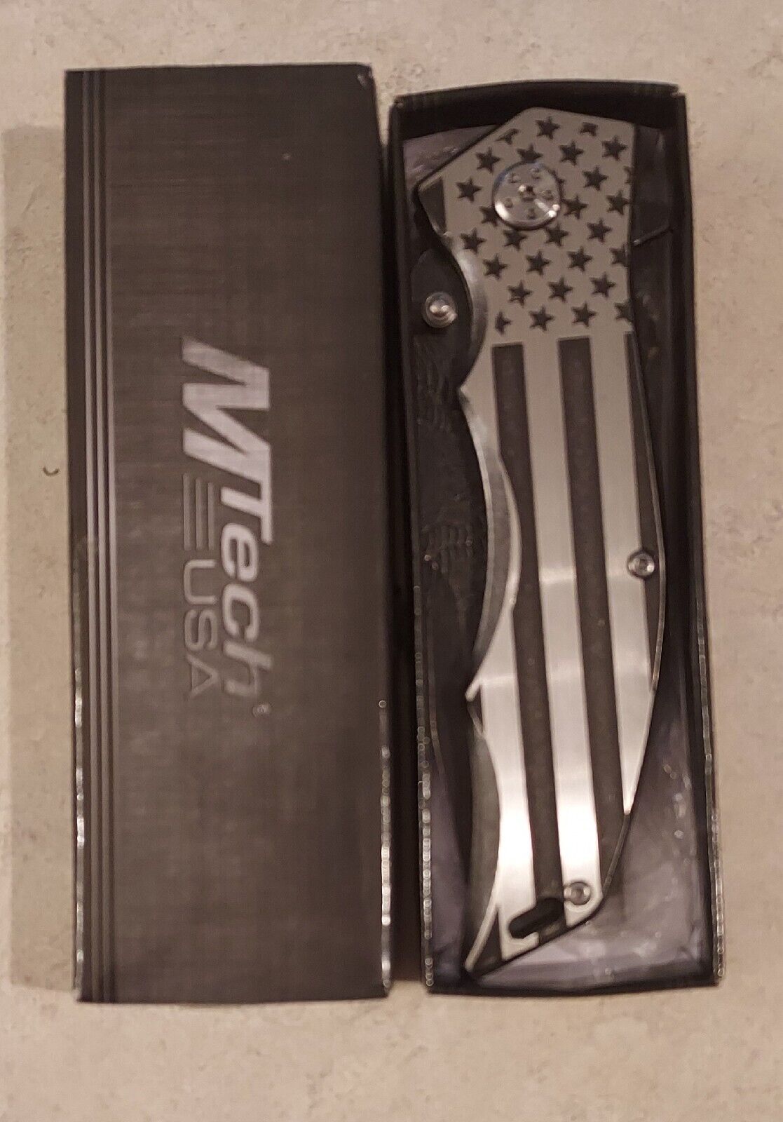 MTech USA American FLAG Spring Assisted Folding Open POCKET KNIFE ARMY PATRIOTIC