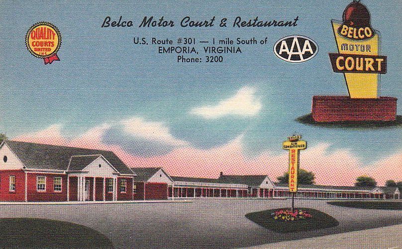  Postcard Belco Motor Court & Restaurant Emporia VA