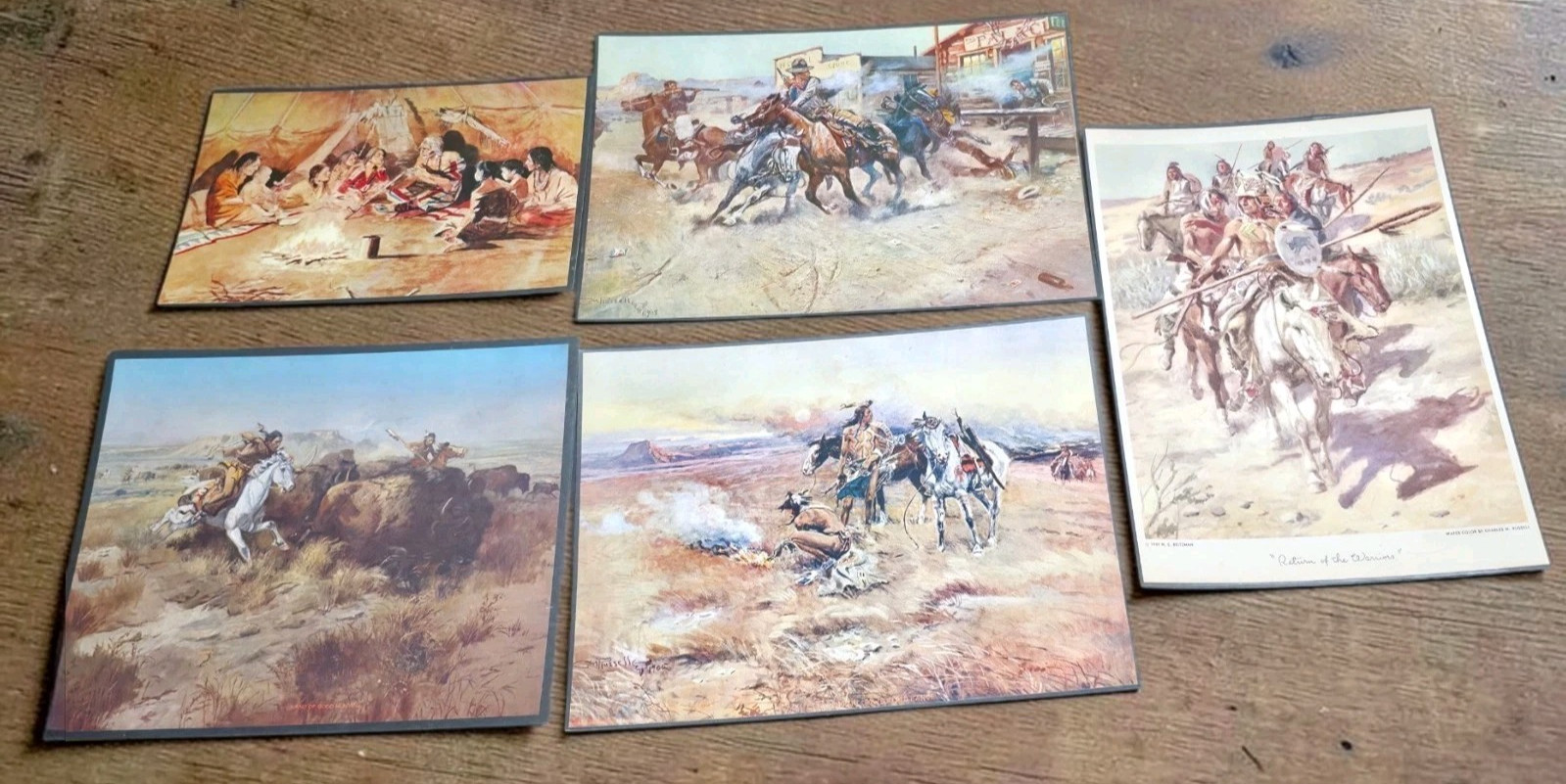 Title Vintage Charles M Russell Western Art Print Set Cowboy Native American...