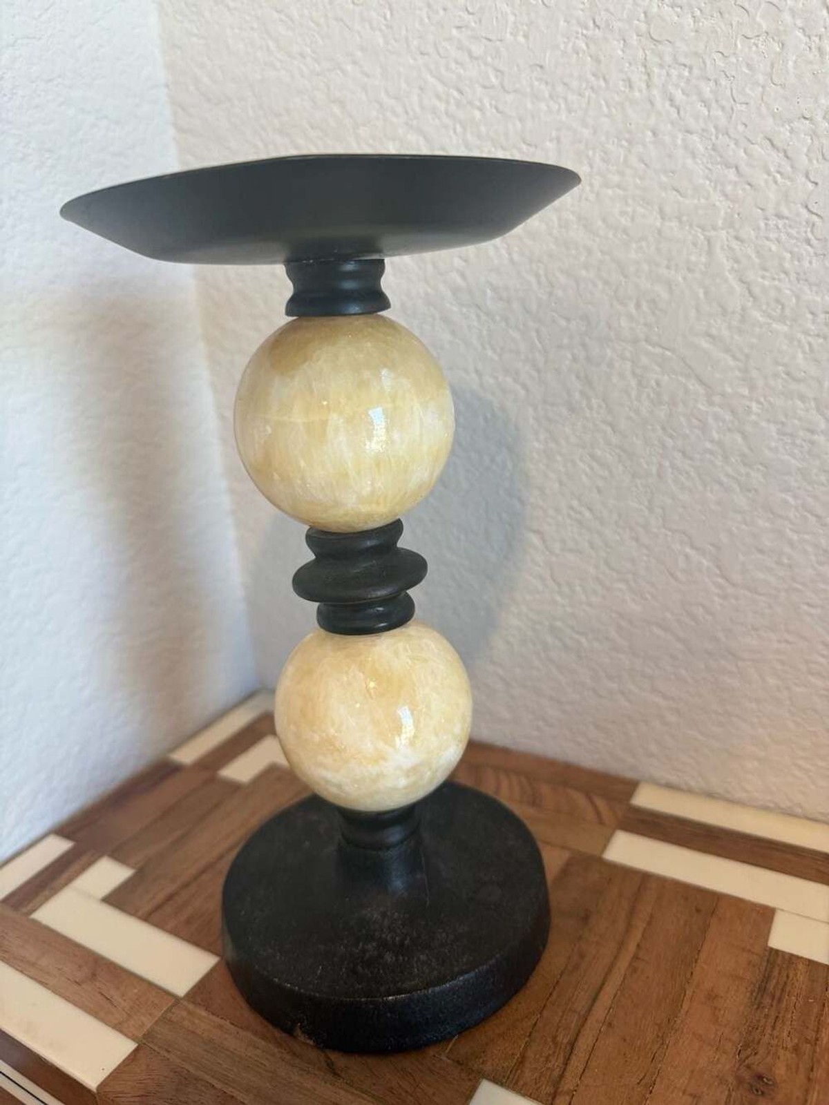 VTG Stone and Metal Pillar Candle Holder VTG Stone and Metal Pillar Candle Holder