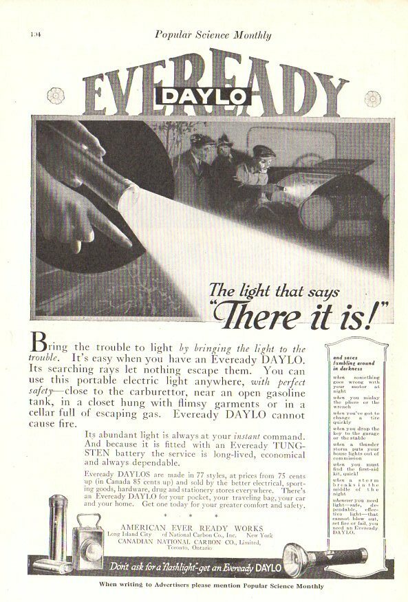 Daylo Eveready Batteries Ad-1917 Popular Science Monthly