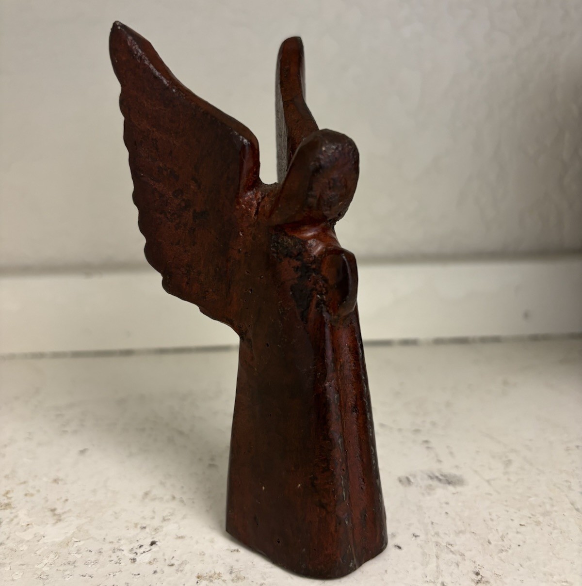 Retired Vintage Jan Barboglio Iron Angel Figurine Signed Seal Tag Hand Forged