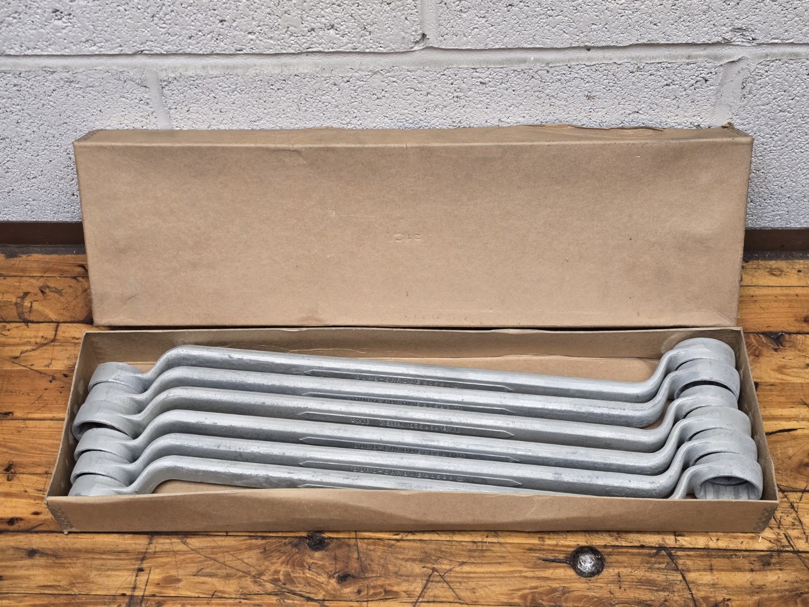 Vintage NOS Duro Chrome USA Double Box End Wrenches 1-1/8