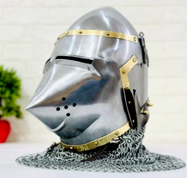 Medieval Bascinet SCA Armor Pig Face Helmet Medieval Klappvisor Bascient Knight