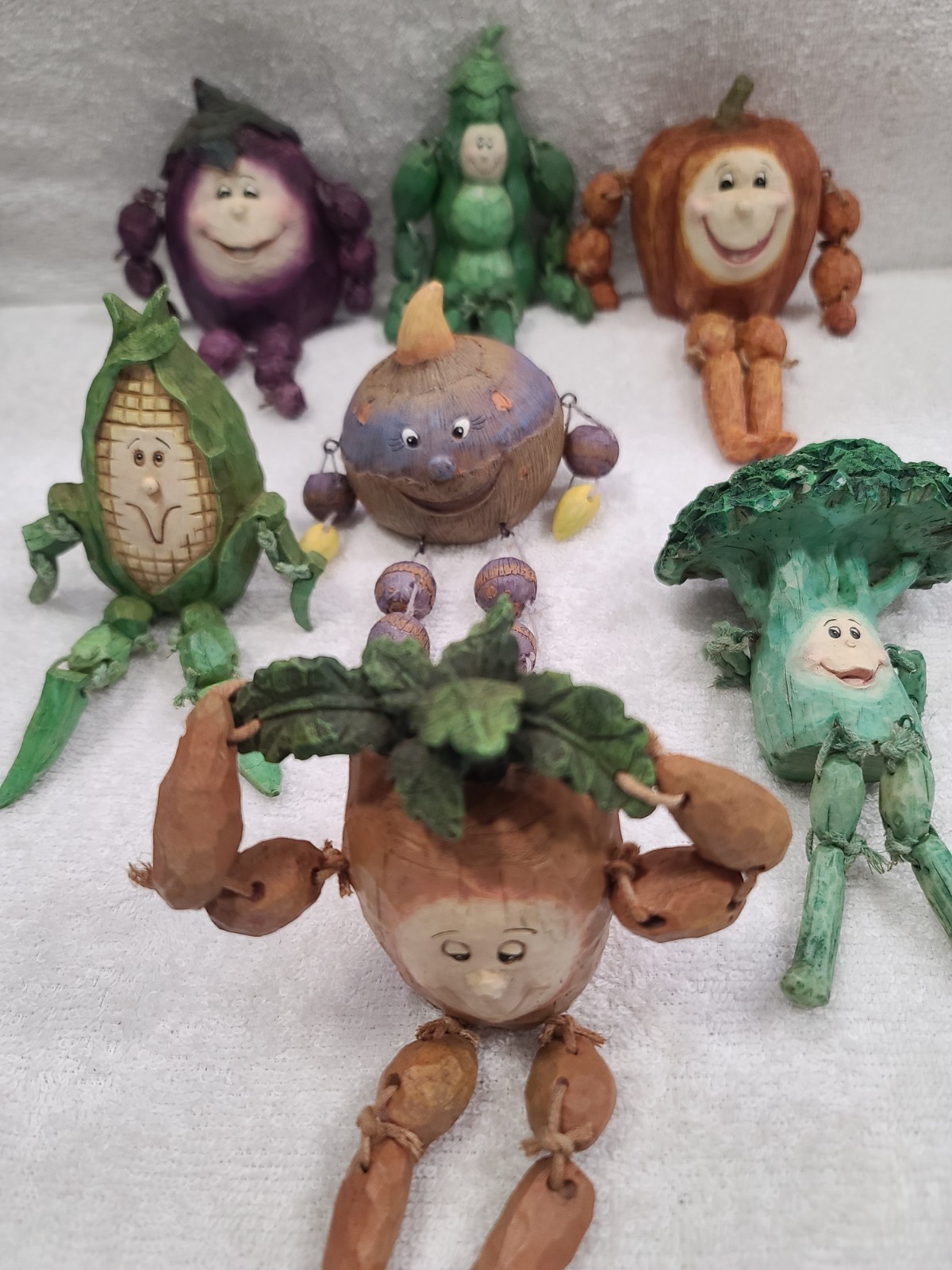 Vintage Anthropomorphic Vegetables Shelf Sitters Lot Of 7 Resin Decor