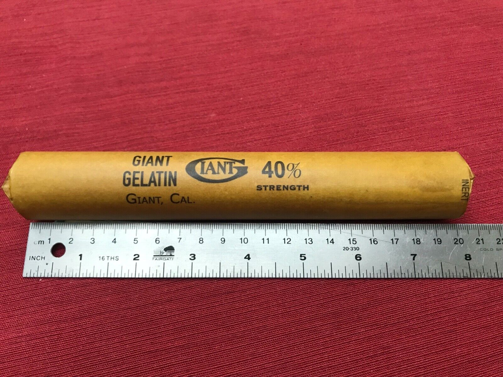 inert dynamite stick, very authentic looking Giant Gelatin