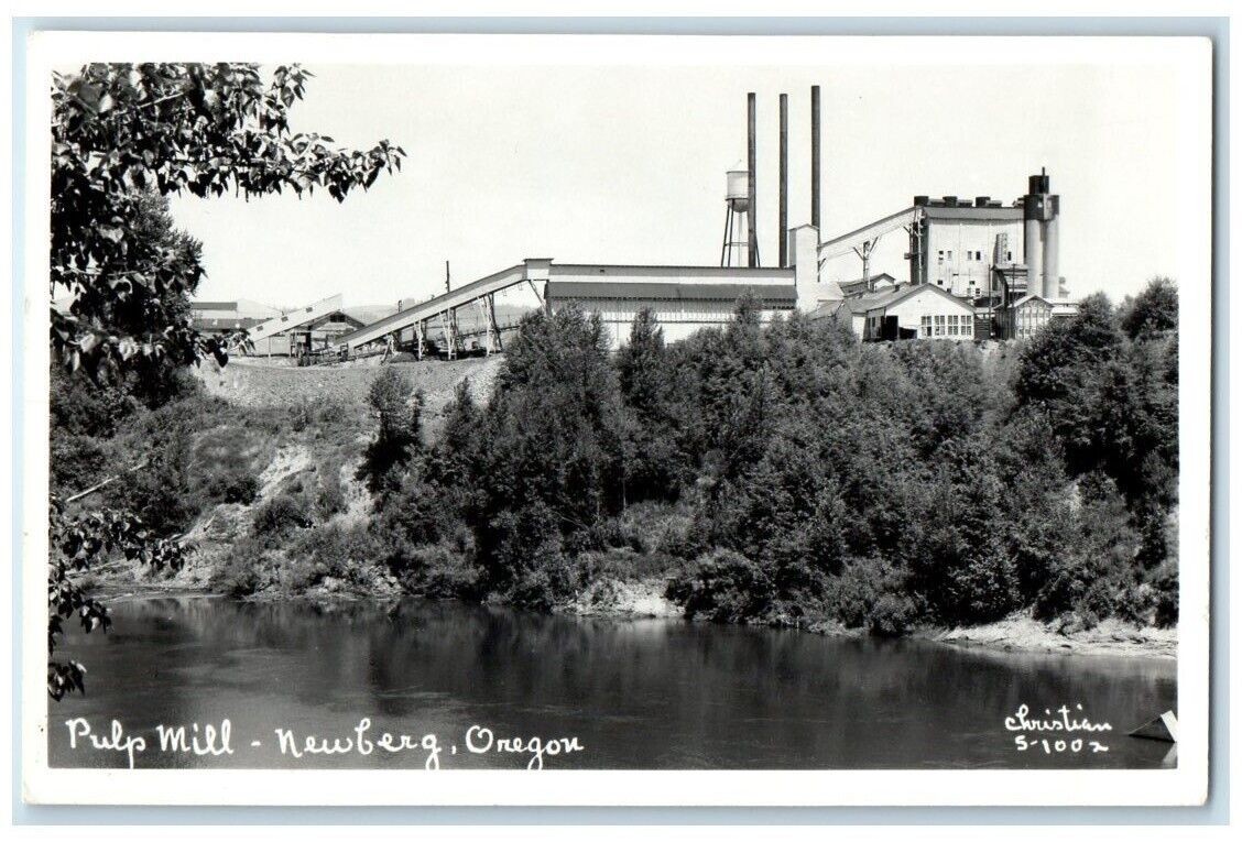 c1950's Pulp Mill Factory View Christian Newberg Oregon OR RPPC Photo Postcard c1950's Pulp Mill Factory View Christian Newberg Oregon OR RPPC Photo Postcard
