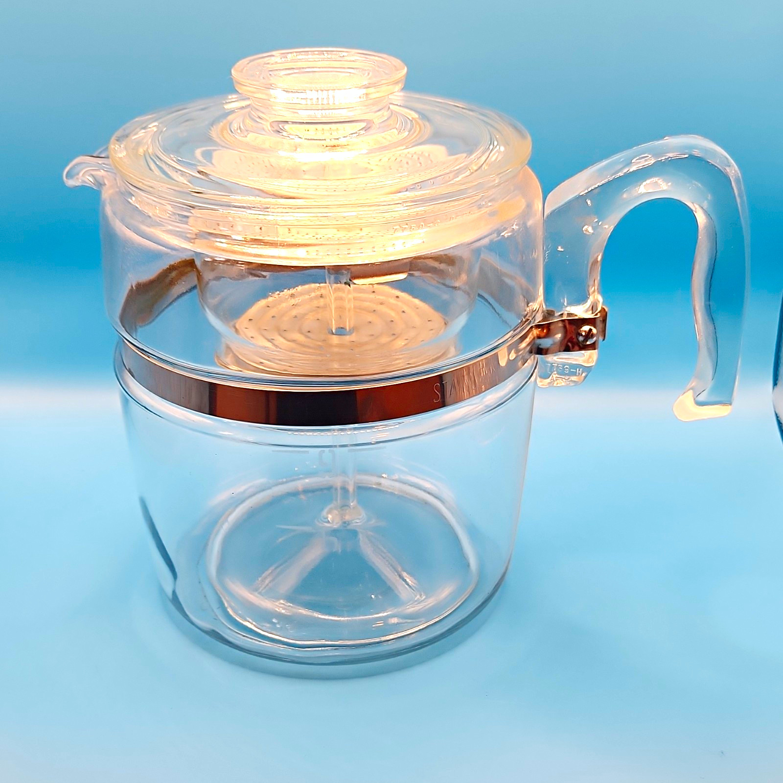 VINTAGE PYREX Flameware 9 cup Clear Glass Percolator Coffee Pot complete 7759-B