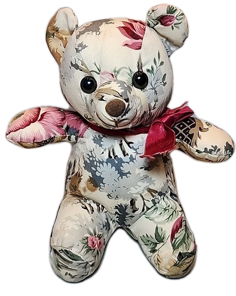 Marquel Teddy Bear Plush Pin Cushion Animal Toy Floral Flowers 10\