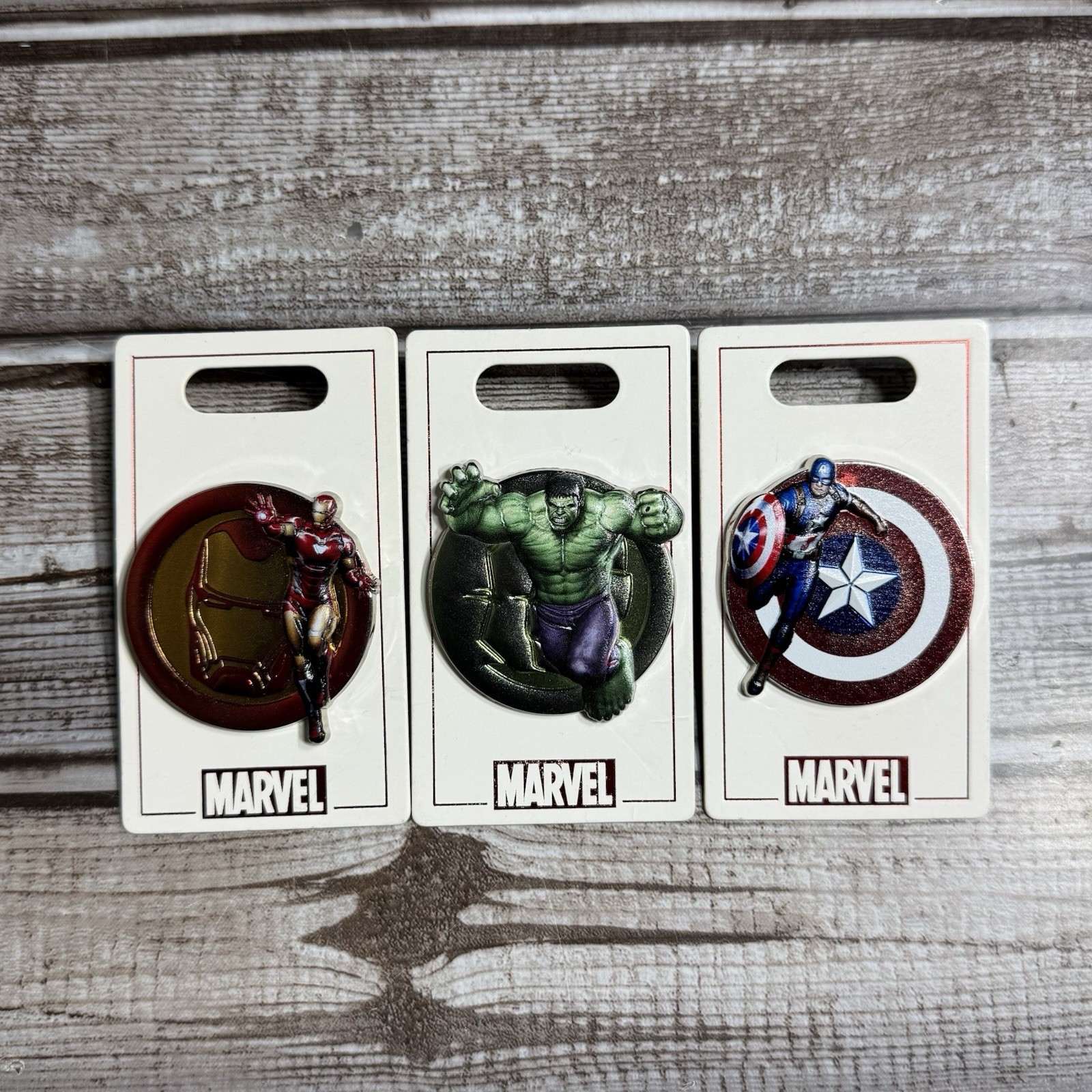Disney Marvel Iron Man Hulk Captain America Shield Pin Lot Of 3 New