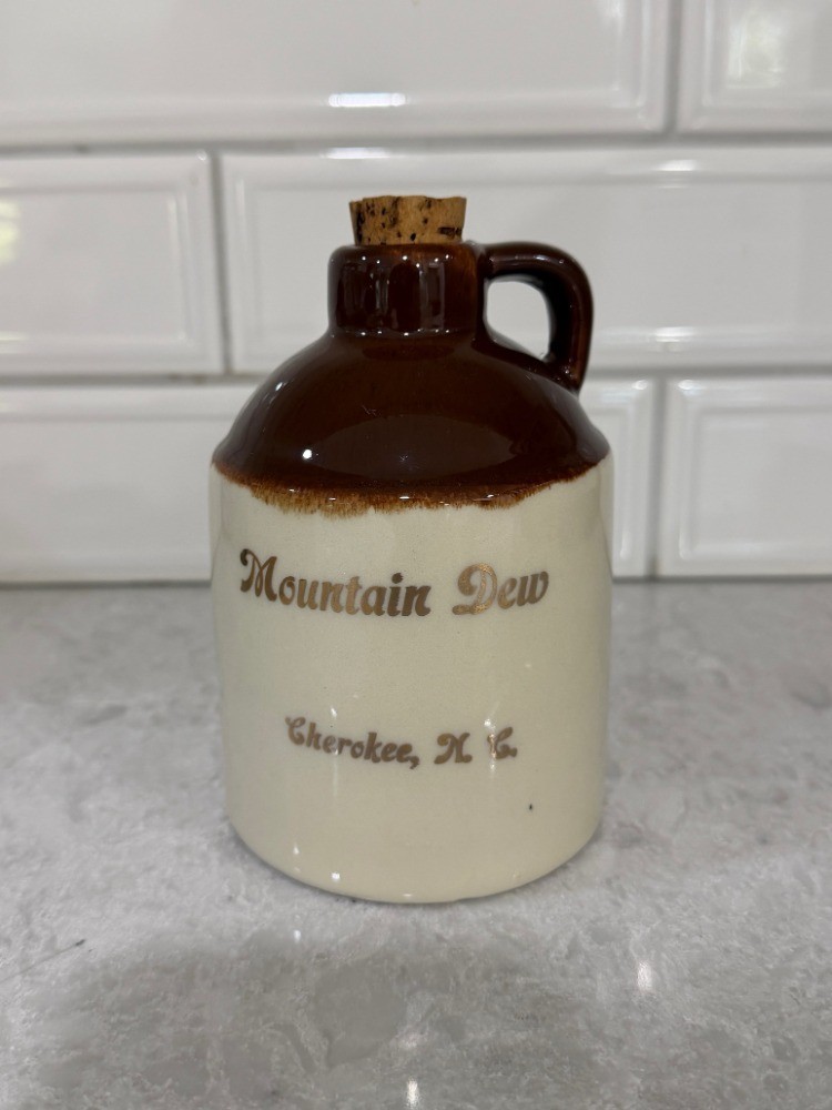 **VINTAGE MOUNTAIN DEW**  CHARLOTTE, NC - SMALL BROWN JUG