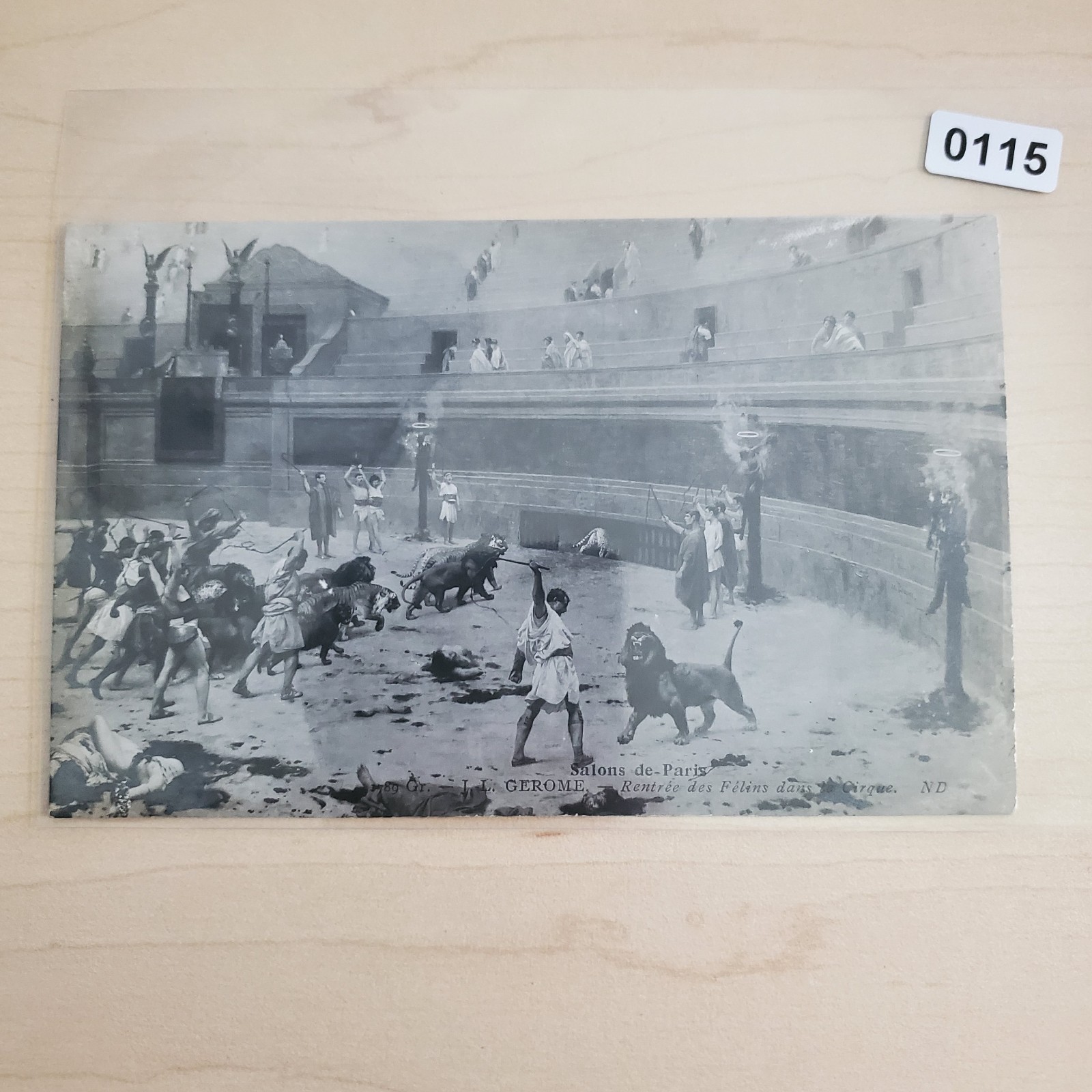 Antique French Art Postcard J.L. Gerome Rentree des Felins dans le Cirque 0115