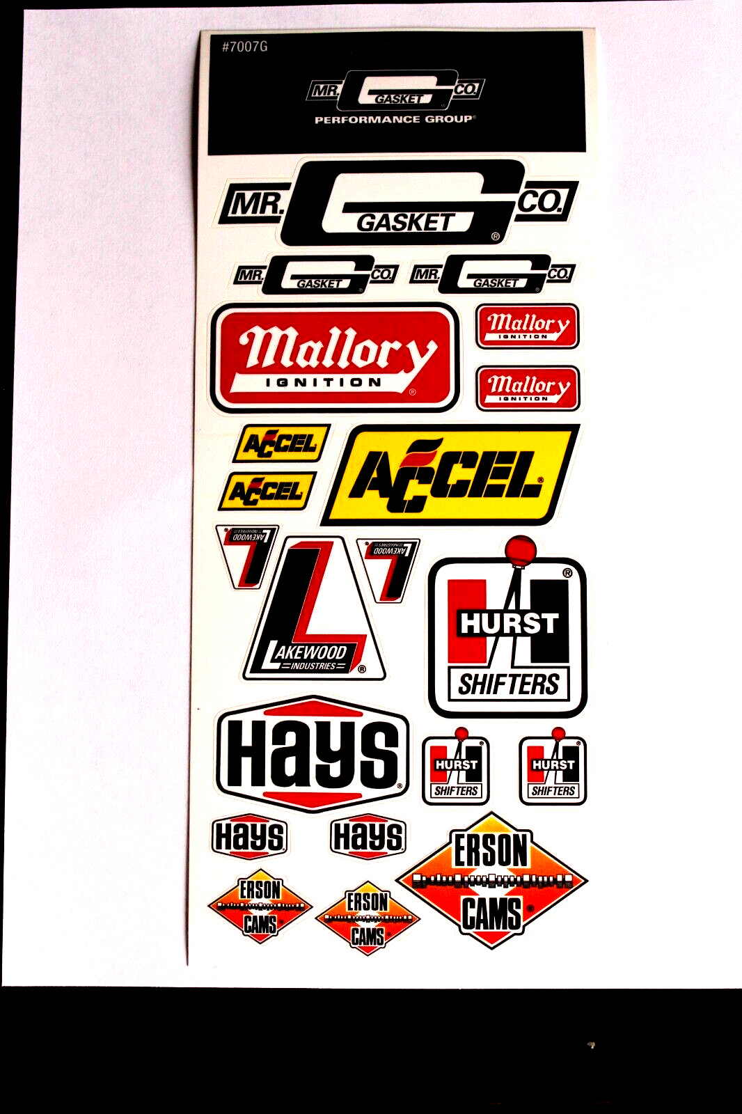 MR. GASKET PERFORMANCE GROUP VARIETY 21 CT. RACING DECAL STICKER SHEET