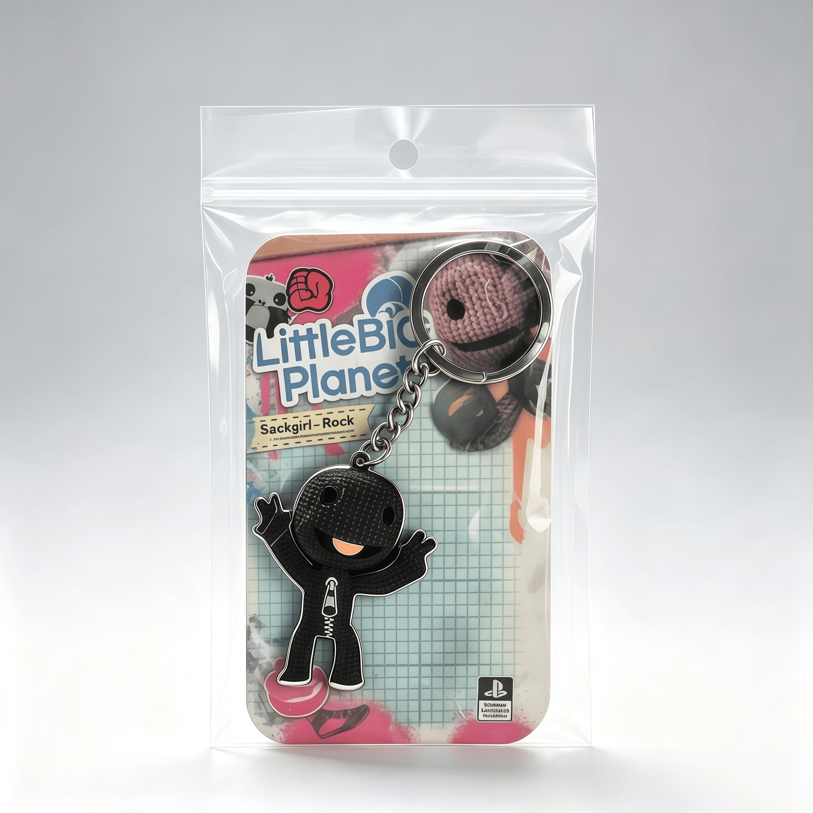 LittleBigPlanet Sackboy Keychain Charm, Metal Pendant Key Ring Bag Accessory
