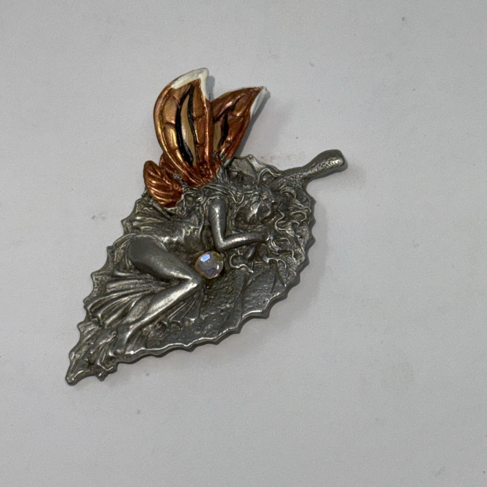 Ridolfi Gallo 1992 Pewter 8055 Fairy Pixie Small Figurine Sleeping On A Leaf VTG