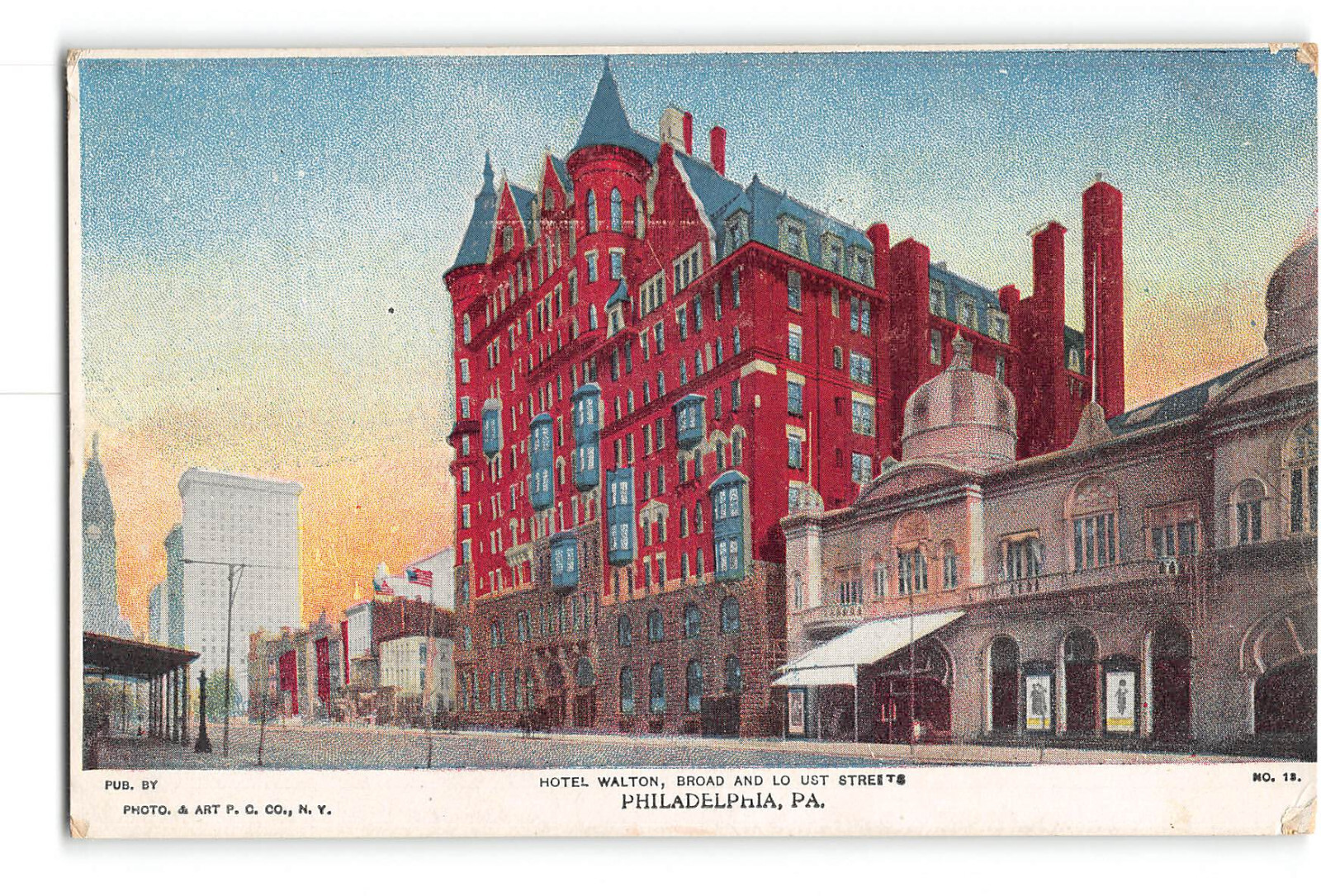 Philadelphia Pennsylvania PA Postcard 1901-07 Hotel Walton Broad and Locust St