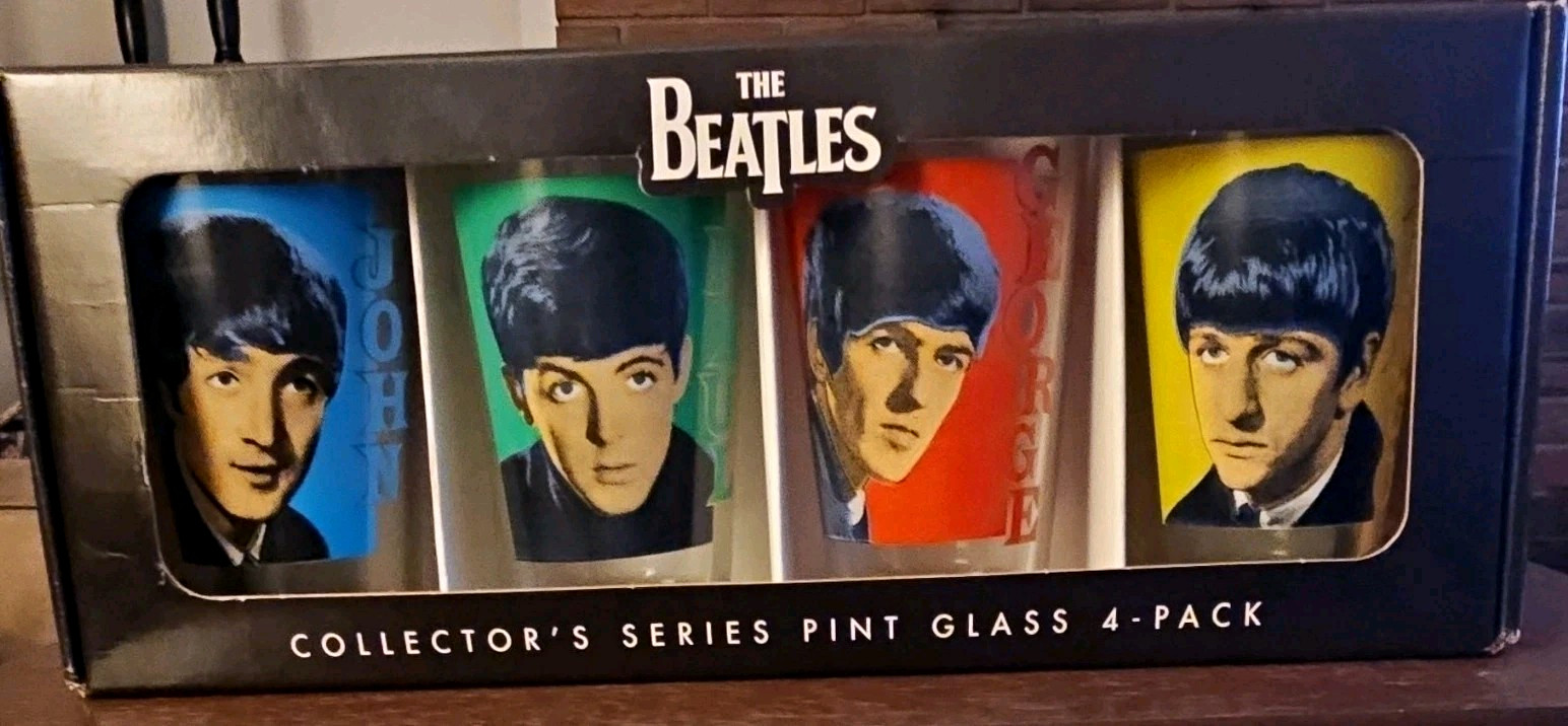 The Beatles Collector's Series 4-Pack Pint Glasses 16 oz Painted