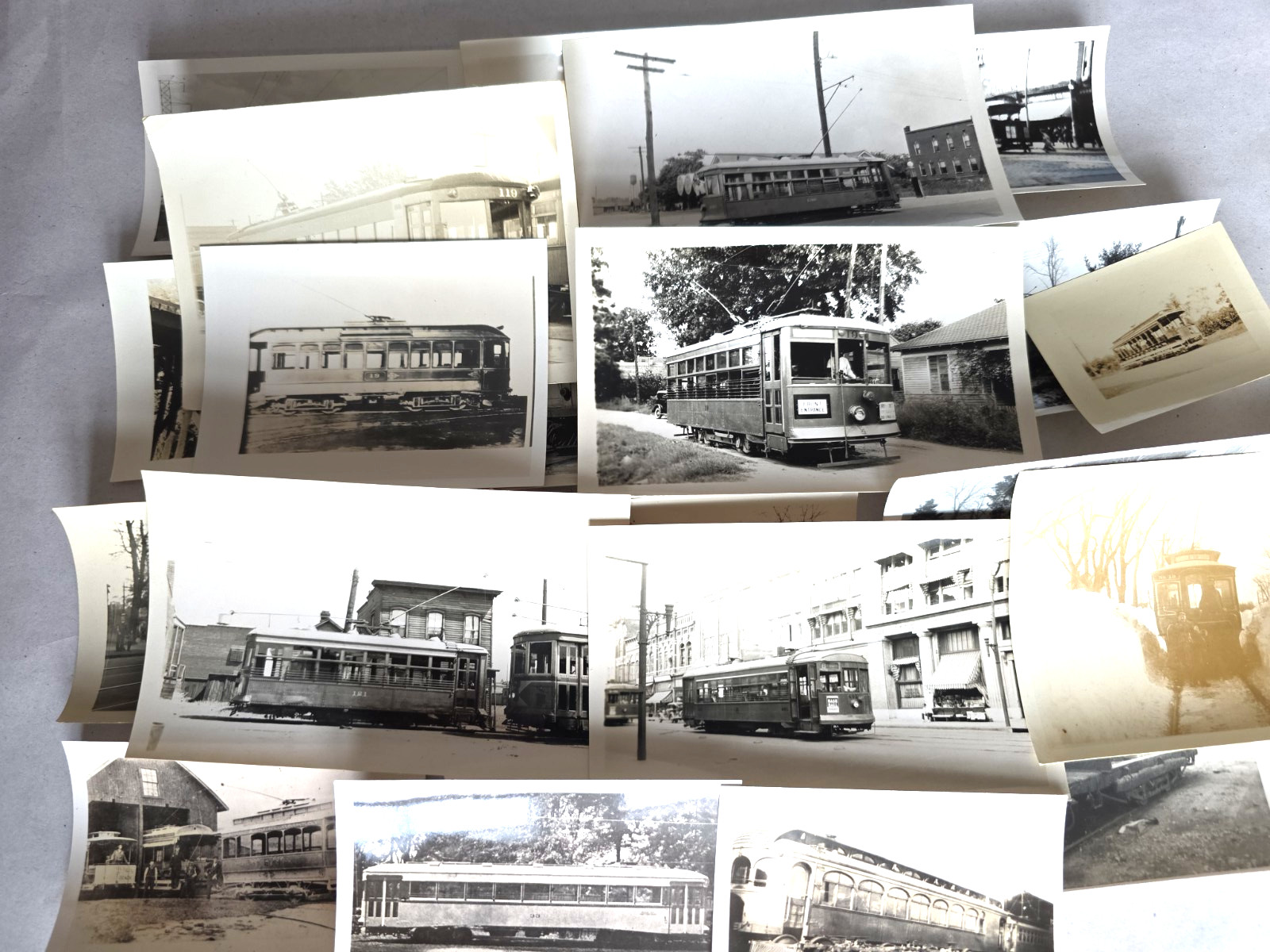 C. 1930s-1940s Trolley Interurban Electric Railway Photo Snapshot Lot Of 22 C. 1930s-1940s Trolley Interurban Electric Railway Photo Snapshot Lot Of 22
