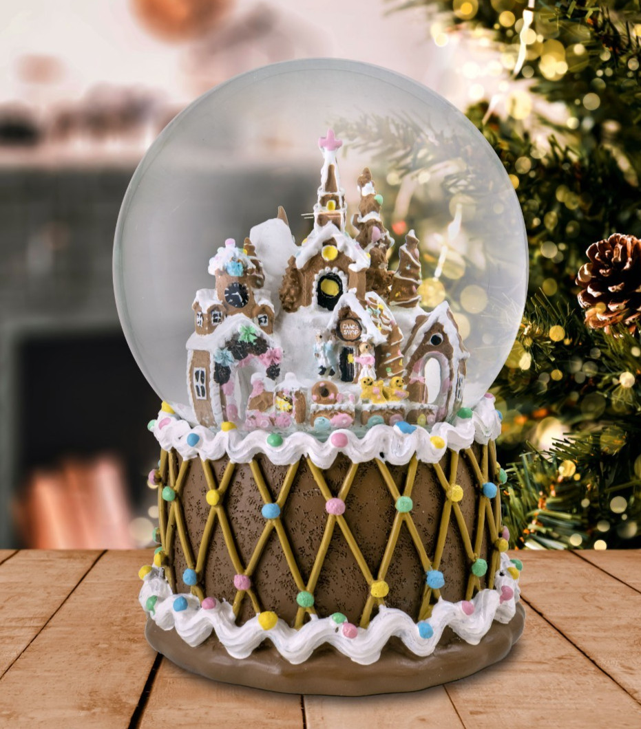 Gingerbread Castle Musical Snow Globe San Francisco Music Box