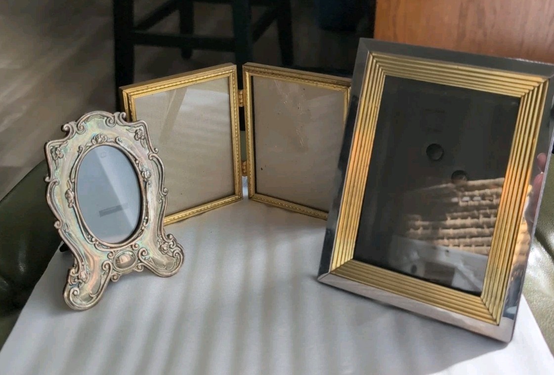 Lot Of 3 VTG Gold Brass Silver Mid Century Picture Photo Frames Various Sizes Lot Of 3 VTG Gold Brass Silver Mid Century Picture Photo Frames Various Sizes