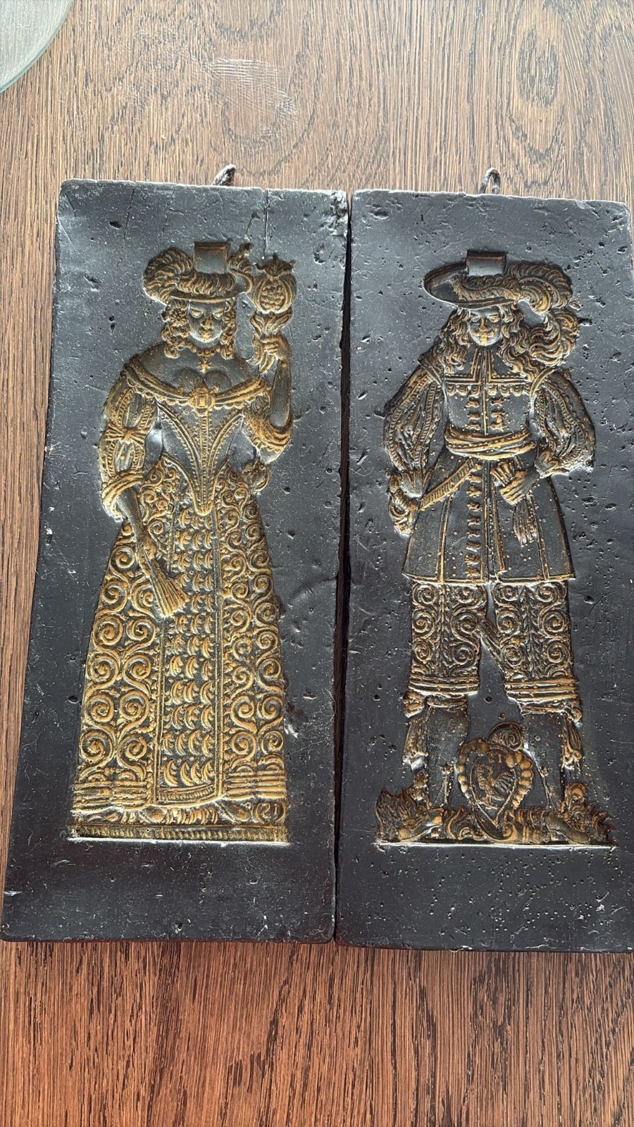 Antique Dutch wax Speculaas Cookie Mold set of two. Baroque figures