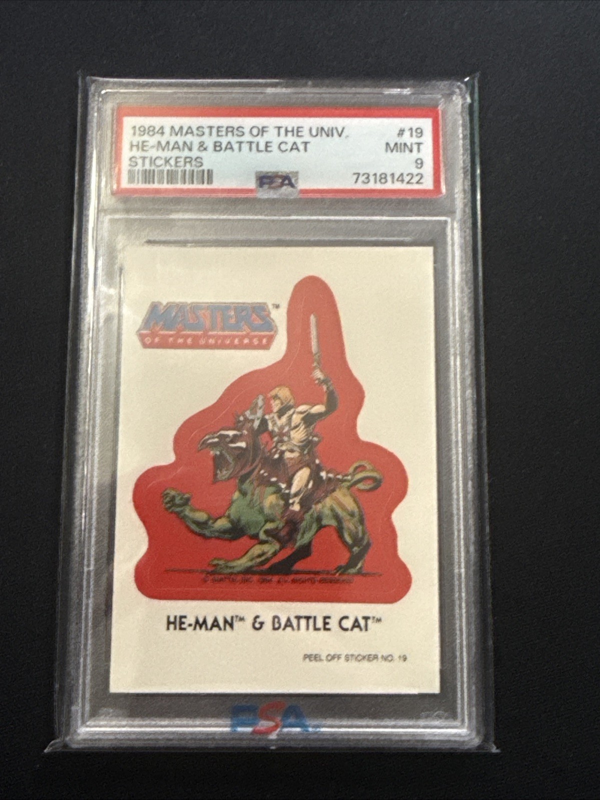 1984 Masters Of The Universe He-Man & Battle Cat Sticker PSA 9 #19