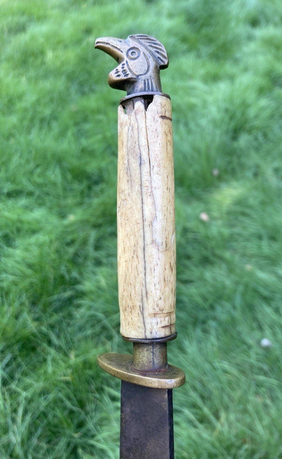 Antique 1830s Bowie Knife-Fighting Cock Pommel-Cow Bone Handle-8\ Antique 1830s Bowie Knife-Fighting Cock Pommel-Cow Bone Handle-8\