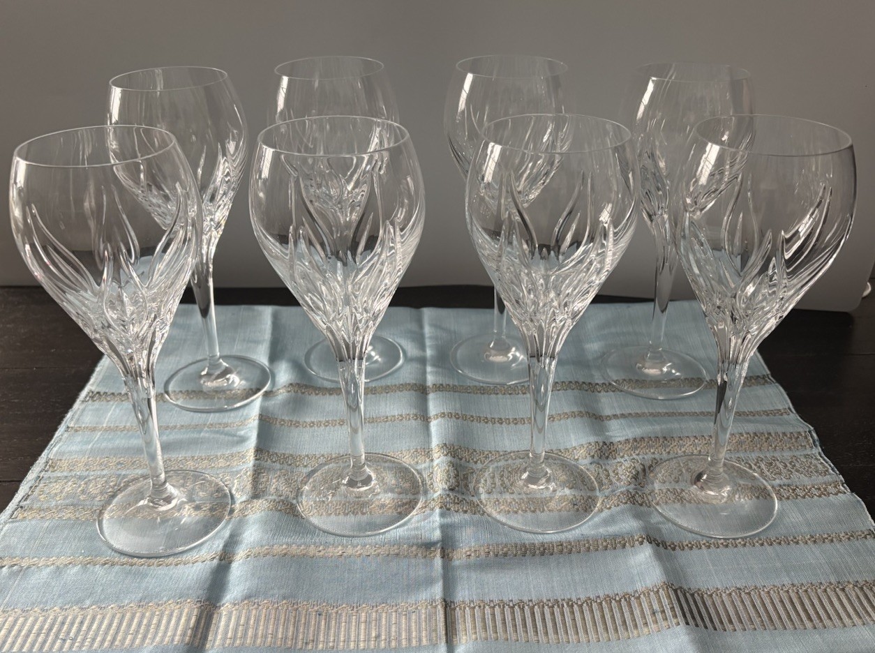 Set Of 8 VintageGorham EILISH Crystal Water Wine Glass Goblet Discontinued 8.25”
