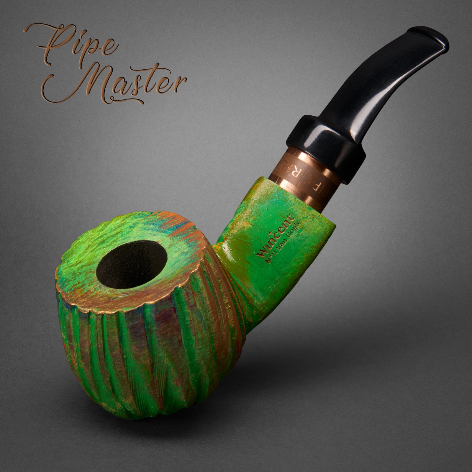 Mr. Brog HAND MADE WOODEN SMOKING PIPE TOBACCO 11  Vincent von Gogh Green  + BOX