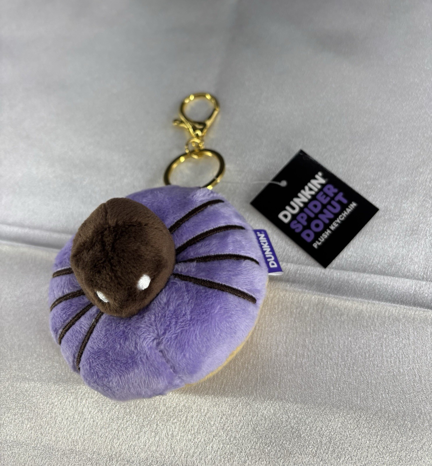NEW Dunkin Donuts Spidey D Keychain Plush Halloween Spooky Spider Purple 2026 