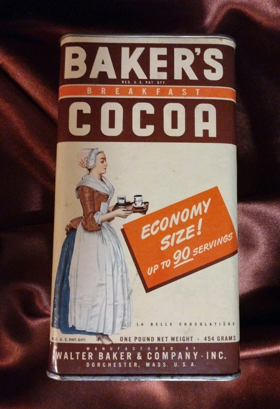 RARE Vtg 1 LB Baker\'s Breakfast Cocoa Collectible Container *EMPTY 8\