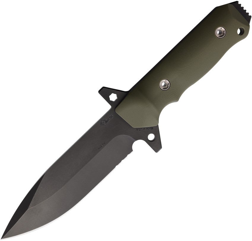 1881 Knifeworks By Medford AIO 2 OD Green G10 1095CV Fixed Blade Knife S037