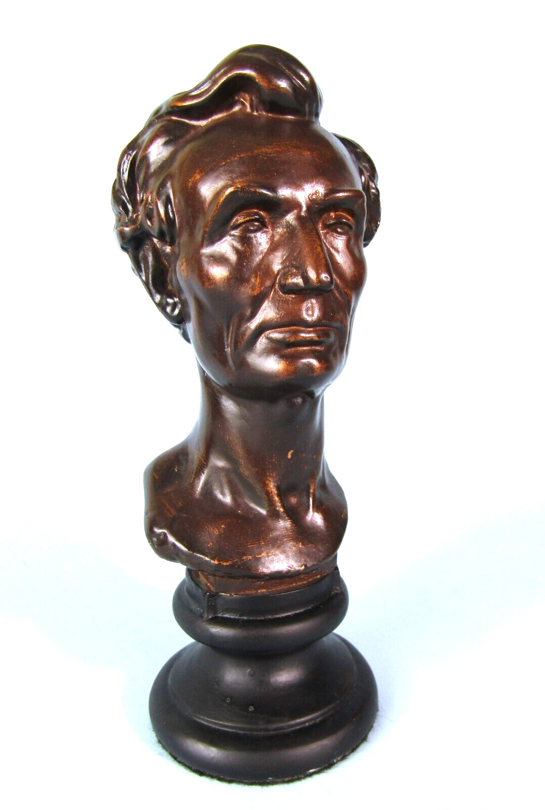 ABRAHAM LINCOLN Life Mask Sculpture by Leonard Volk 1860 Vtg Bronzed Replica