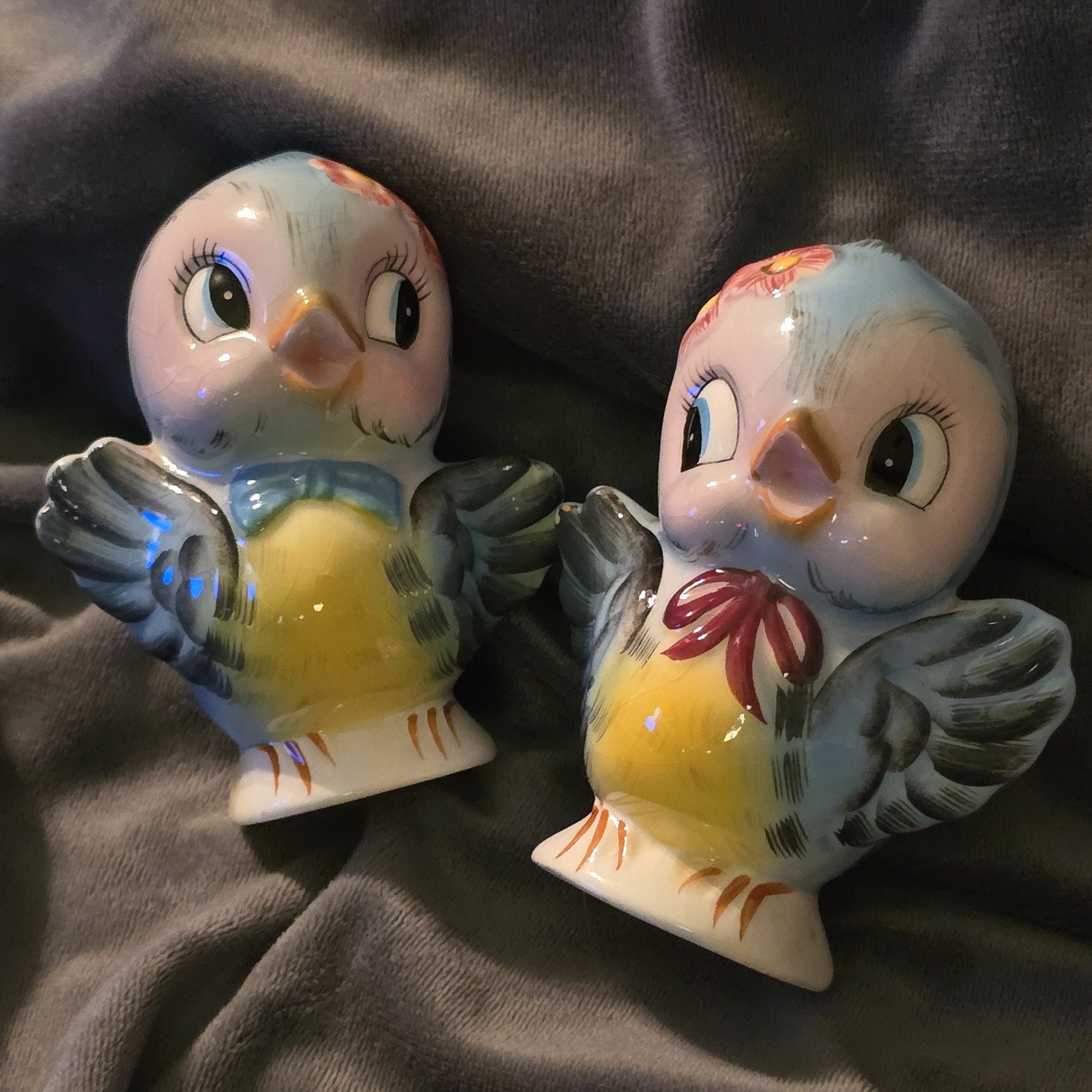 Vtg MCM Lefton Mr&Mrs Bluebird Salt Pepper Shaker 282 Kitsch 50s Japan W/stopper Vtg MCM Lefton Mr&Mrs Bluebird Salt Pepper Shaker 282 Kitsch 50s Japan W/stopper