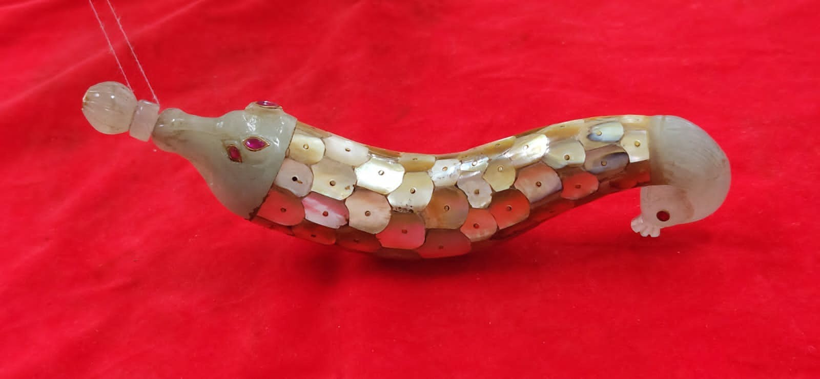 Rare Mughal Islamic MOTHER-OF-PEARL-VENEERED / Jade Dragon Face Flask , Gujrat