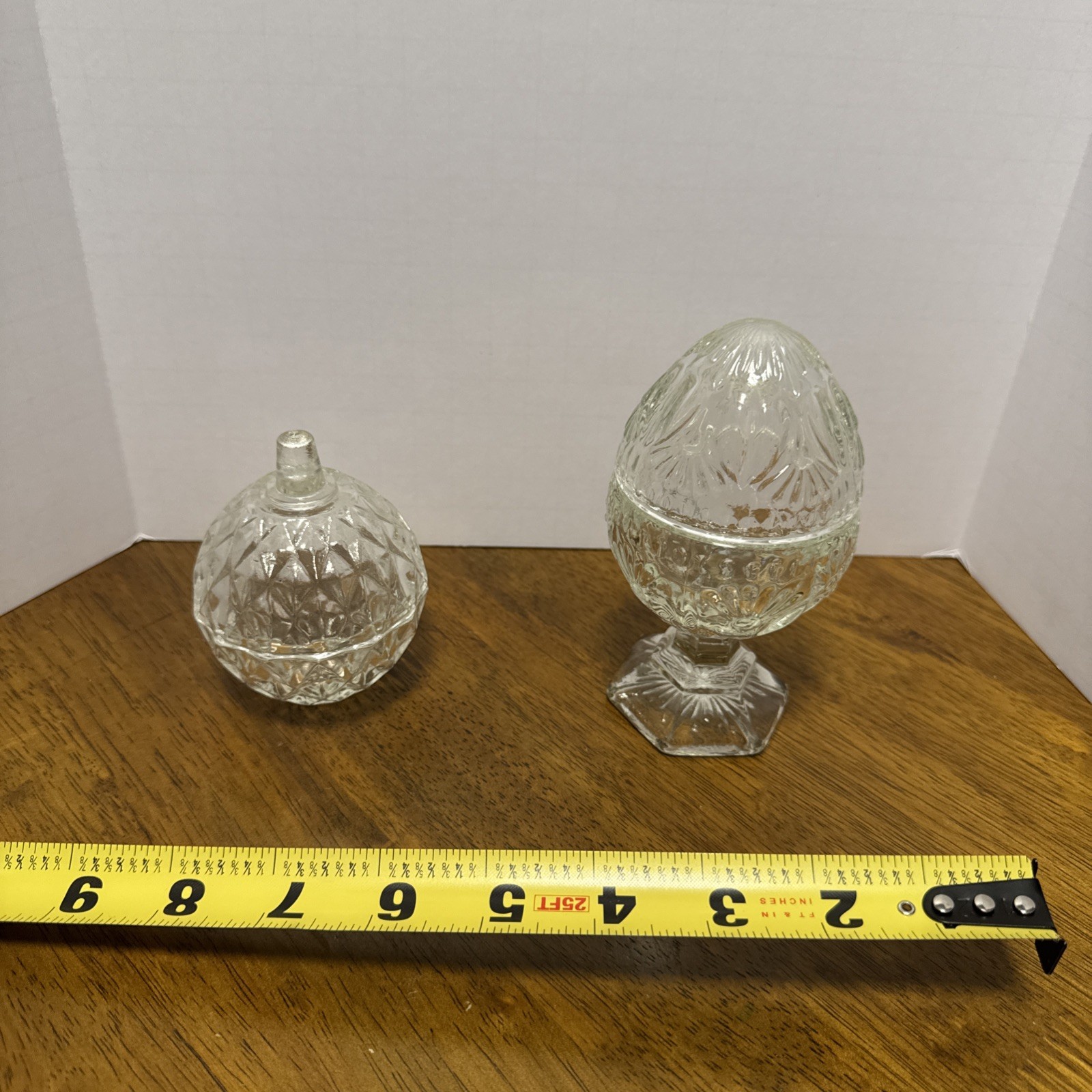 3 Decorative Egg Shaped Glass Easter Style Candy Or Trinkets