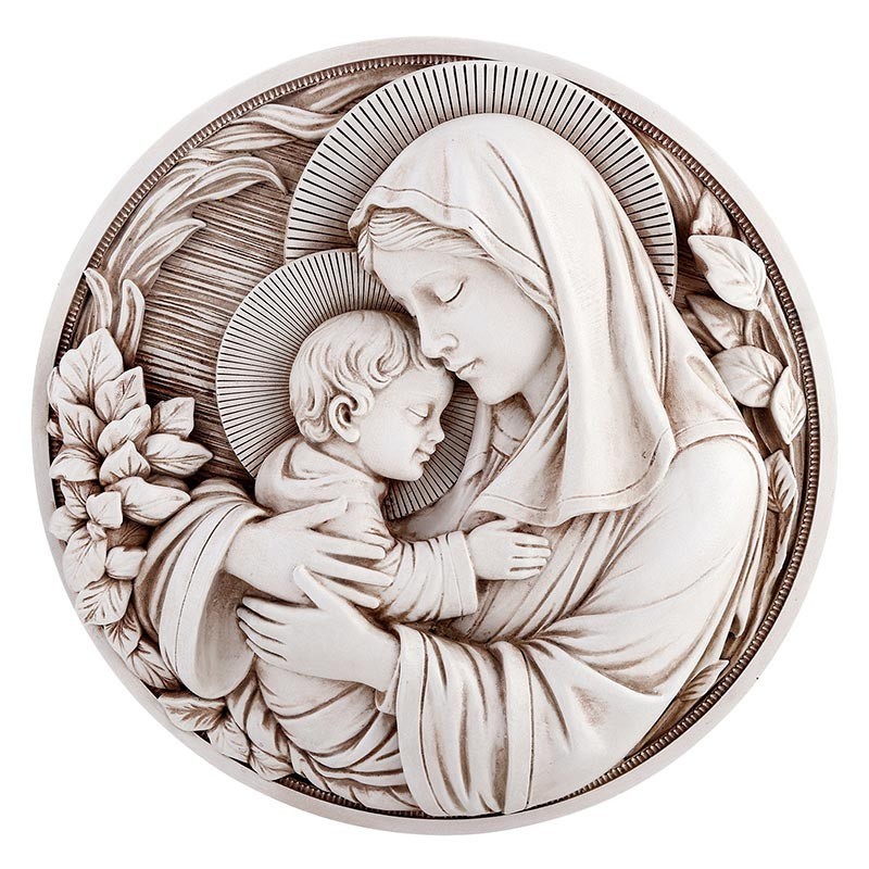 Maternal Grace Plaque-Madonna Holding His Child Adds Beauty To Your Garden Decor